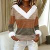 Women's T Shirt Tee Print Shirt Long Sleeve Party Fleece Collar V Neck  Top