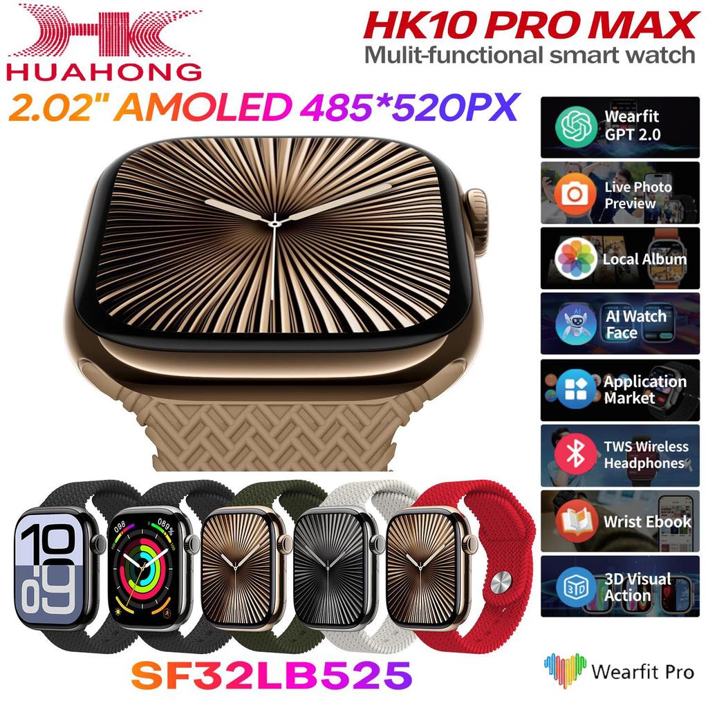 2024 HK10 Pro Max Smart Watch Series 10 для мужчин AMOLED Video Music 3D Menu Fitness Tracker Women Series Smartwatch для IOS Android