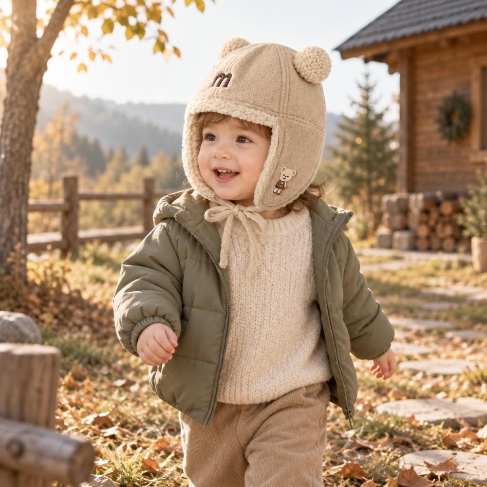 Plush Trapper Hat Letter Print Winter Cap Cute Plush Hat Daily Wear