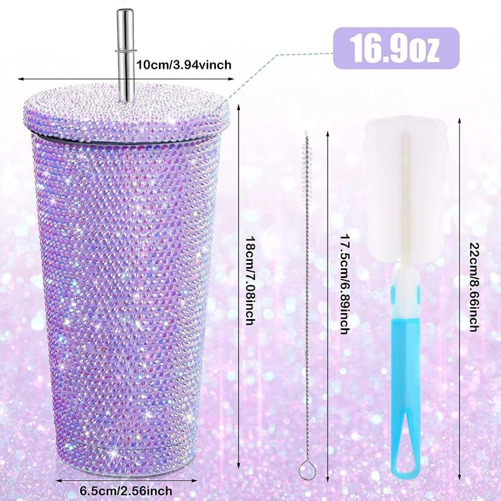 Insulated Glitter Coffee Cup Double Layer Stainless Steel Water Bottle Girl