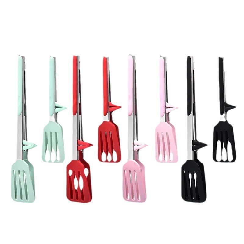 Barbecue Utensils: 9" & 12" Stainless Steel Tongs with Silicone Tips and Bracket