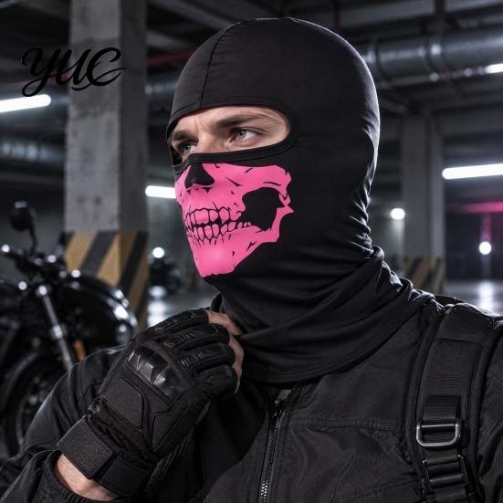 Skull Print Riding Mask Neck Gaiter Balaclava, UV Protection Full Face Mask, Breathable Quick Dry Ice Silk Guard for Outdoor Cycling Motorcycle Summer
