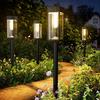 BITPOTT Solar Lights for Outdoor Use [Set of 2] Waterproof, IP65, Stylish, Bright, Auto OnOff, Recessed, 3 Heights, Solar-Powered, Garden Lights for