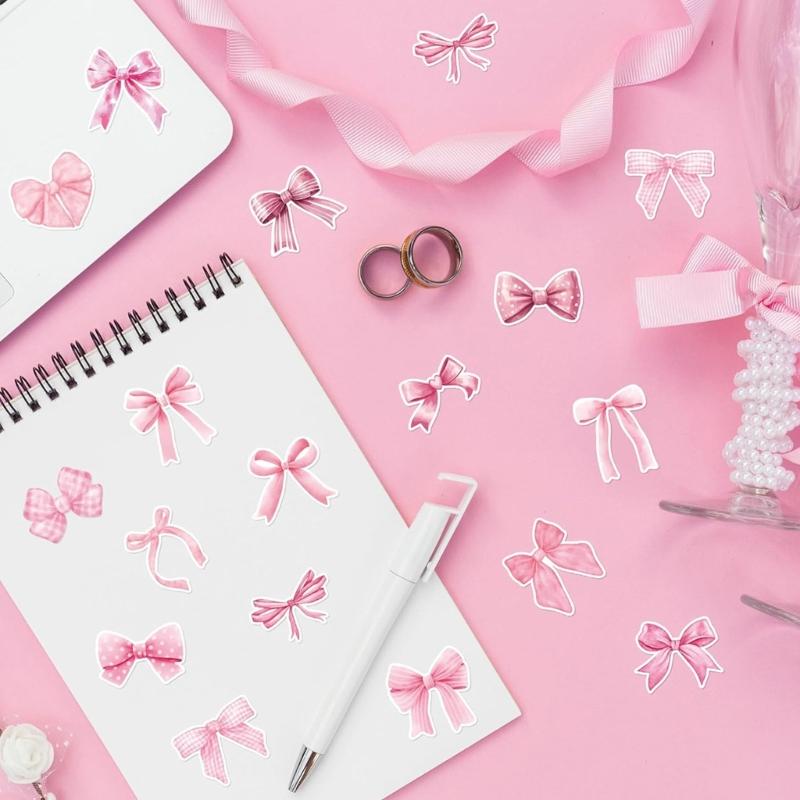 500 шт. Эстетичная наклейка Декоративная наклейка Розовые банты Наклейка-печать Наклейка-благословение для дневника, скрапбукинга