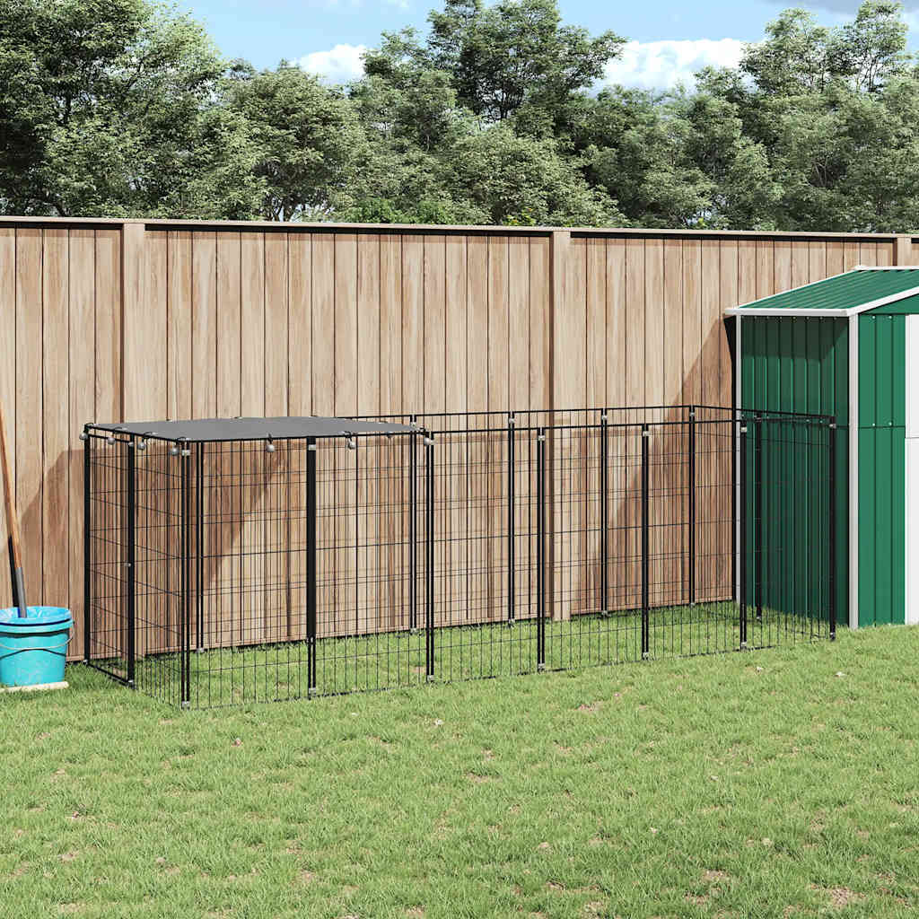 Dog Kennel Black 330 x 110 x 110 cm Steel