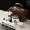 Travel Tea Set Cover Bowl Teacup Outdoor Kung Fu Tea Set Small Set Portable Express Cup Suet Jade White Porcelain Gift