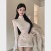 Autumn/Winter Slim Long Sleeve Half Turtleneck Dress - Pure Desire Short Skirt