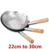 Large Big Thick Stainless Steel Mesh Strainer Colander Wok Wooden Handle Cookware Oil Flour Sifter Colander Kitchen Cooking Wok