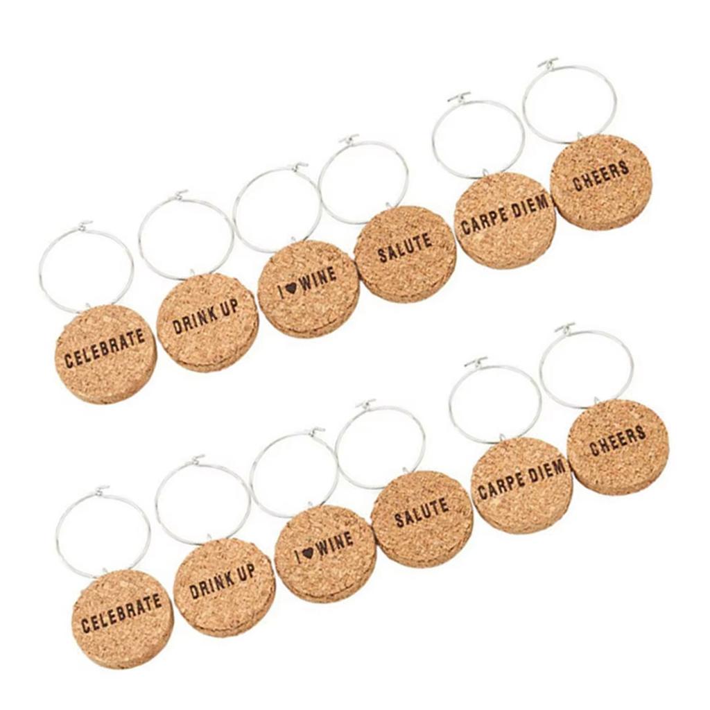 12 шт. пробки-подвески для винных бокалов с кольцами, винная тематика, маркеры для напитков, этикетки для домашних вечеринок, праздничных торжеств