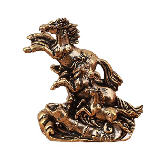 Статуэтка Лошади Фэн-шуй 2026 Год Лошади Настольные Латунные Украшения Китайский Новый Год Благословение Сувенир Скульптура Зодиакального Животного для Фестиваля Домашний Декор