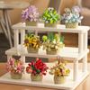 Micro Diamond Particles Flower Building Blocks Bonsai Garden Romantic Office Decoration Potted Plant Model Set Children's Toys