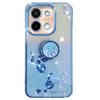 KADEM For vivo Y28 4G Case Kickstand Glitter Flowers TPU Shockproof Phone Cover