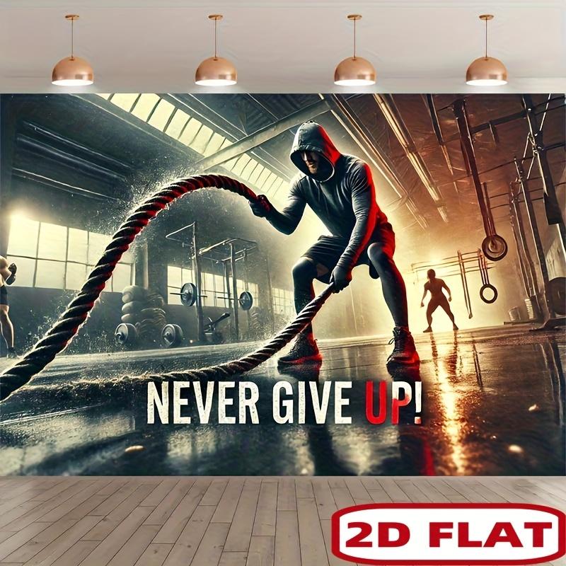 VIKAMA Fitness Banner Never Give Up Wall Art Perfect for gyms holiday celebrations and home office motivation