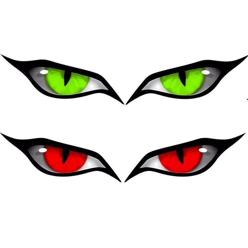 3D Simulation Cat Eye Stickers Reflective Eye Rearview Mirror Stickers Simulated Cover Scratches Car Stickers Pair Pack F-31