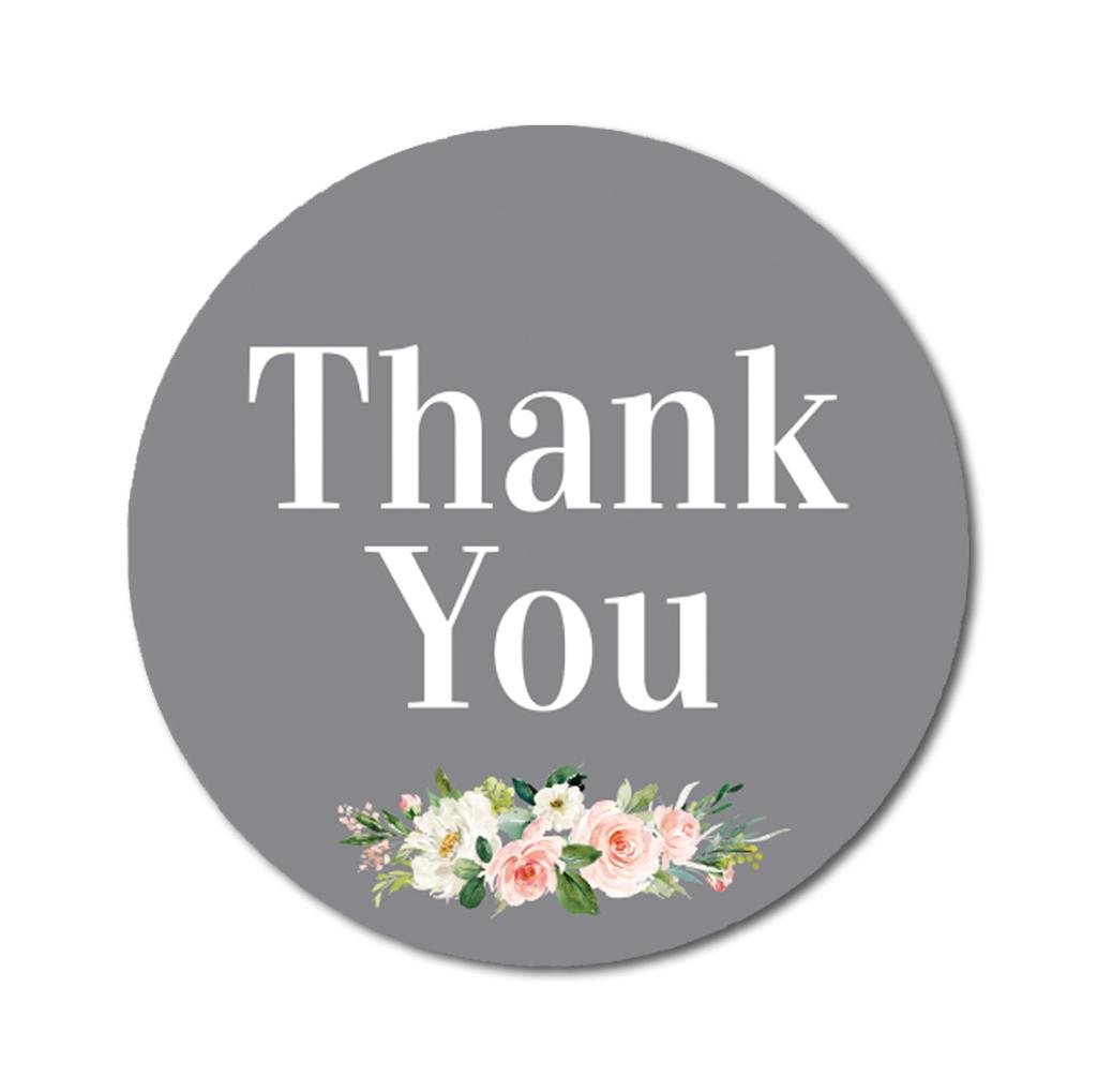 Darling Souvenir Round 45 Pcs Rose & Peony Floral Thank You Stickers Black Envelope Seal-1.6