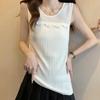 Майки женские летние 2025 без рукавов с круглым вырезом черные белые трикотажные майки женские топы JJ239