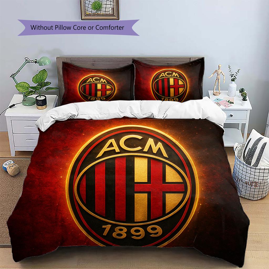 AC Milan Pattern Bedding Home Decoration Birthday Gift (1 * duvet cover + 2 * pillowcase, without core)