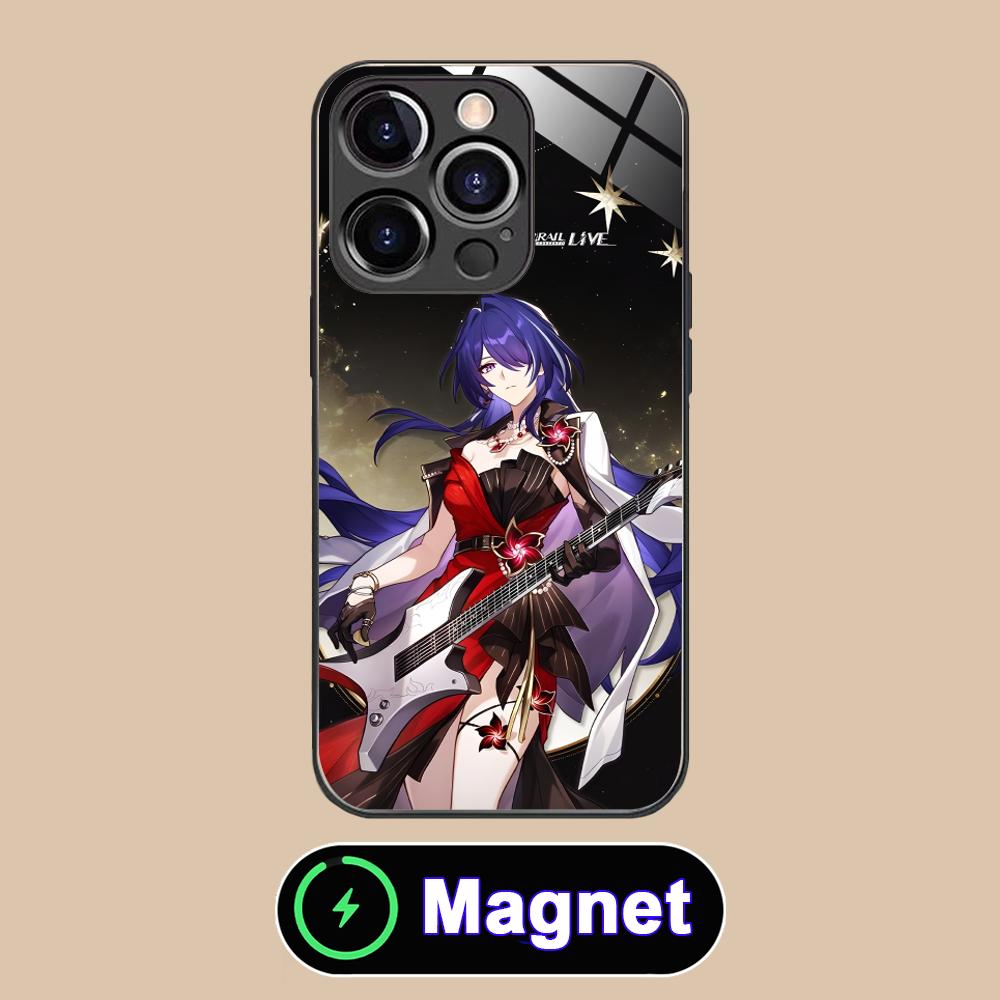 HSR Acheron Стеклянный чехол для мобильного телефона MagSafe для iPhone 17 16 15 14 13 12 11 Air Pro Max Plus Mini Цветной чехол