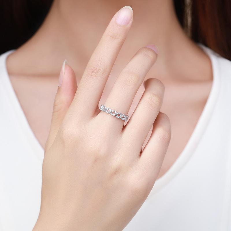 Tancise Classic 925 Sterling Silver Zircon Ring Ladies Jewelry Wedding Promise Party Gift