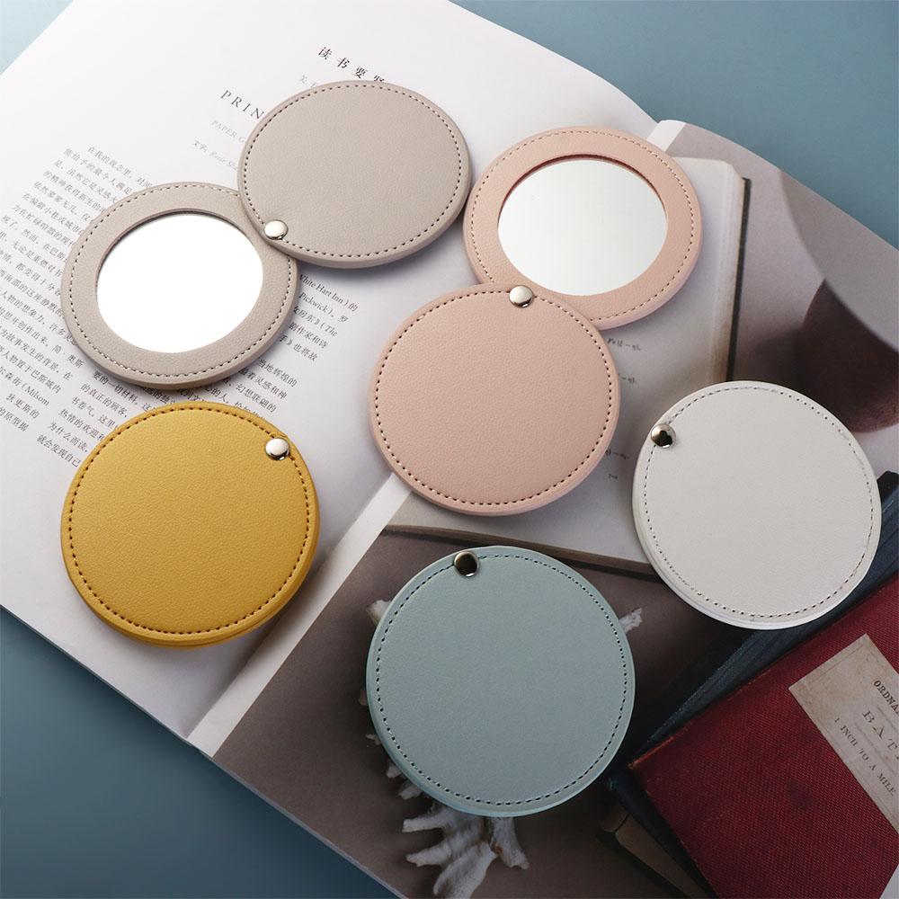 PU Leather Women Girls Cosmetic Mirror Makeup Mirror Compact Pocket Mirror Travel Accessories