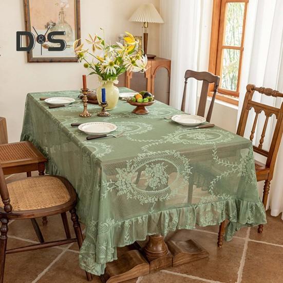 Скатерть в стиле ретро, прозрачная, кружевная, романтическая, круглая, с оборками, цветочная вышивка, защита стола, украшение для банкетов и вечеринок