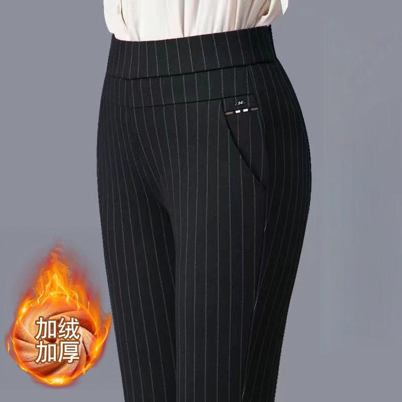 Зимние мягкие брюки, повседневные женские брюки большого размера, эластичные женские брюки среднего возраста