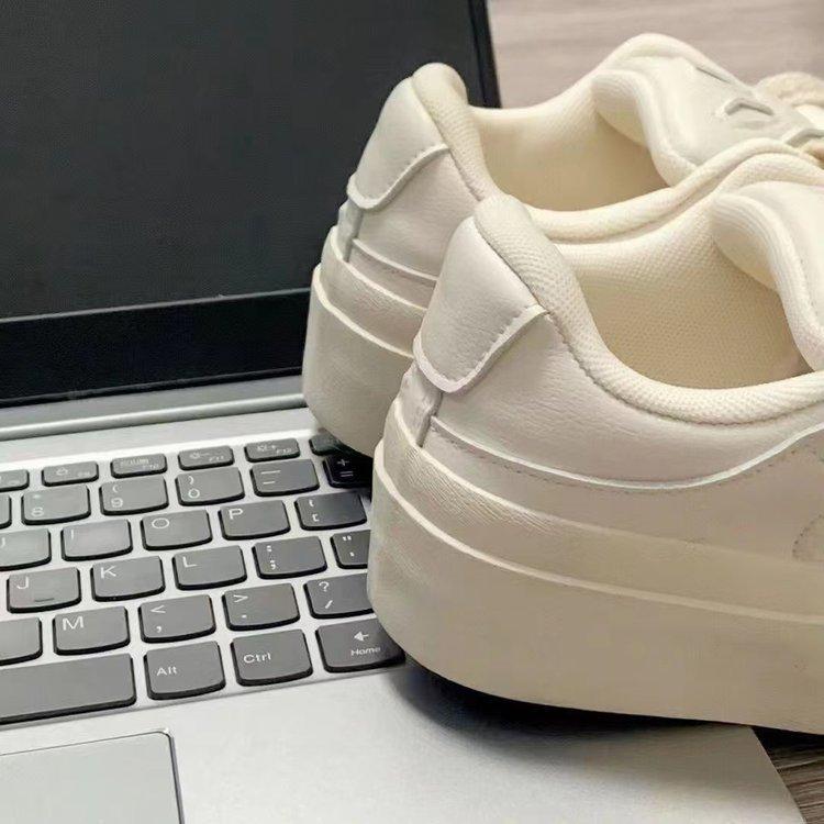 Новые бежевые повседневные туфли на платформе, женские, для жареной улицы, обувь для скейтборда, студенческие, универсальные