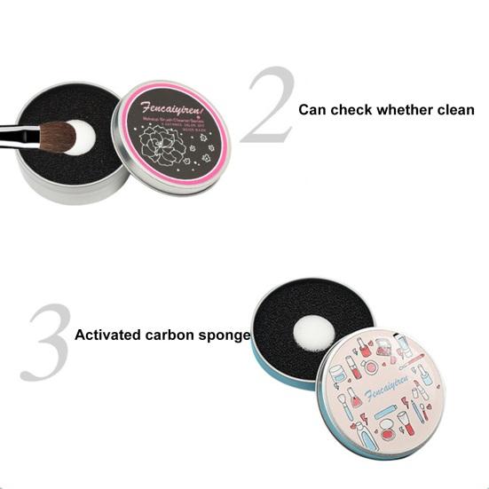 Очиститель для кистей для макияжа, коробка для чистки кистей для теней для век, румян, быстрое удаление цвета, металлическая коробка с переключателем