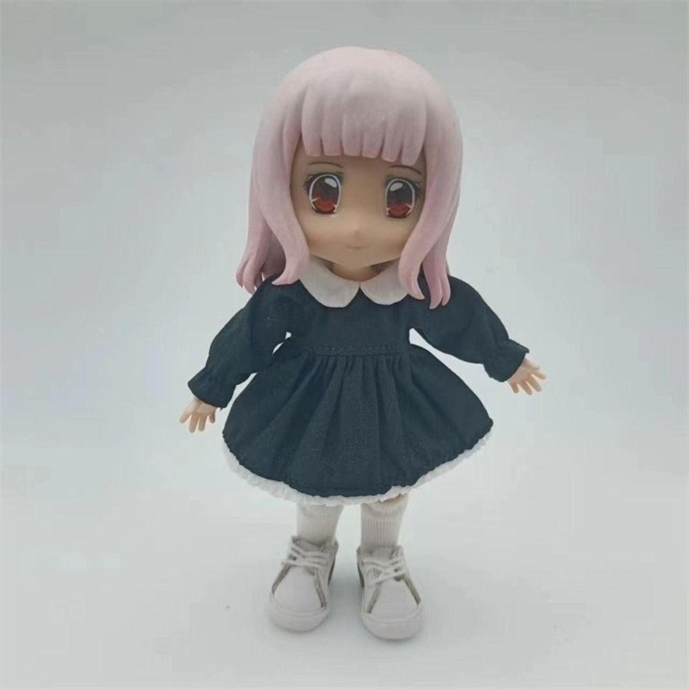 Fashion Pure Color Dresses Puff Sleeve White Cardigan  1/11 OB11 Dolls/1/12 BJD