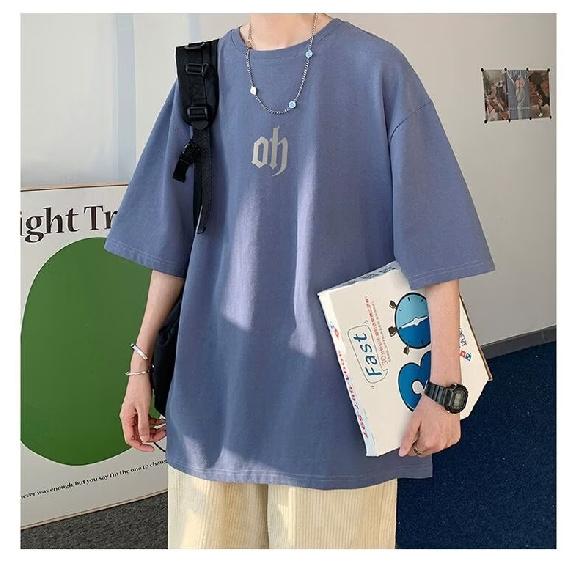 Футболка с коротким рукавом, мужская модная брендовая летняя свободная футболка с коротким рукавом 2024 года, новинка от знаменитостей из интернета, мода, простой принтованный топ