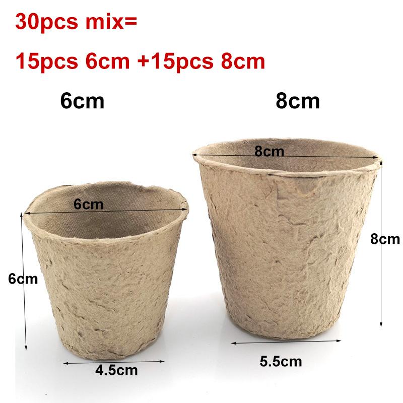 30pcs Paper Grow Pot Nursery Cup Growing Pot Box Tray Veg Planter Plant Starter Flower Herb Biodegradable Eco-Friendly