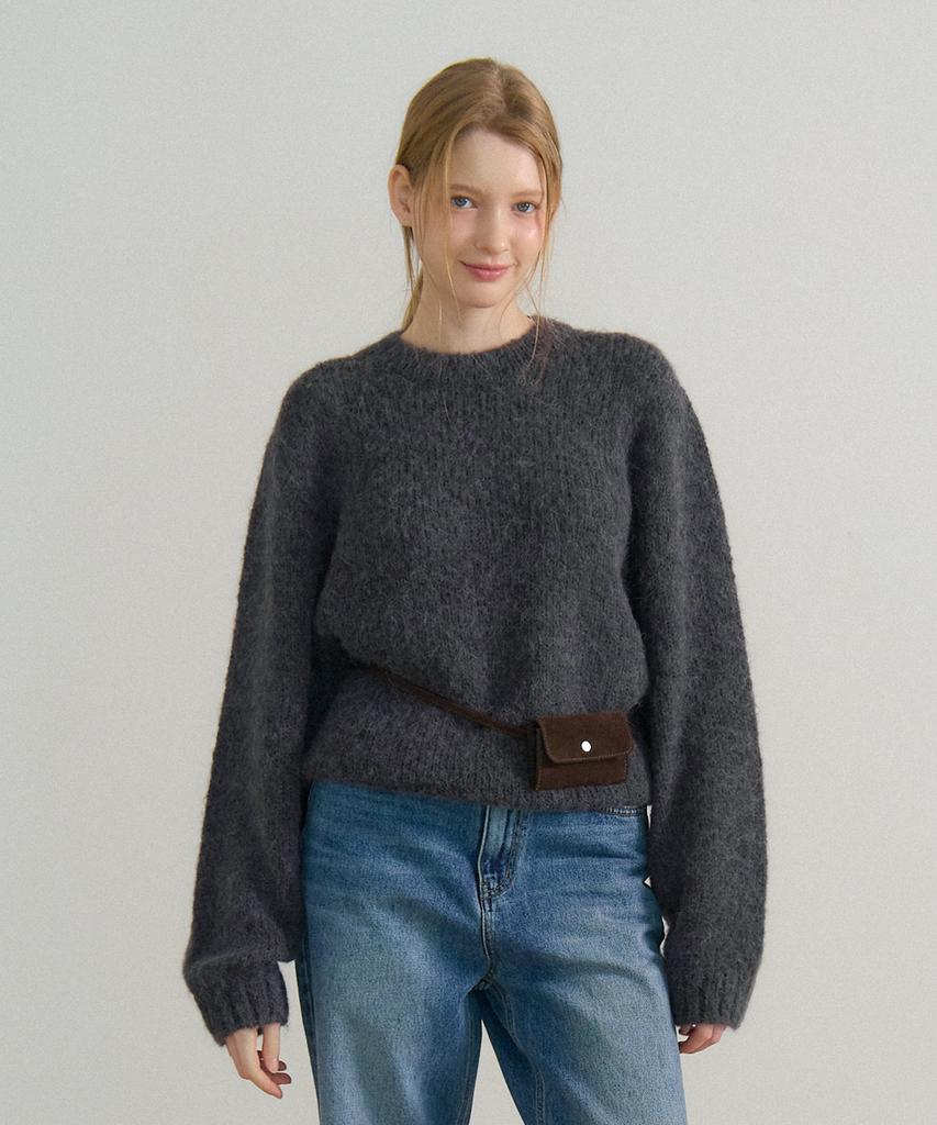 VEM.VER Round Neck Alpaca Knit_Charcoal