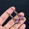 Pink Spiny Oyster 999 Copper Wire Wrapped Earrings, Handmade Gemstone Jewelry Earrings, For Memorial Day