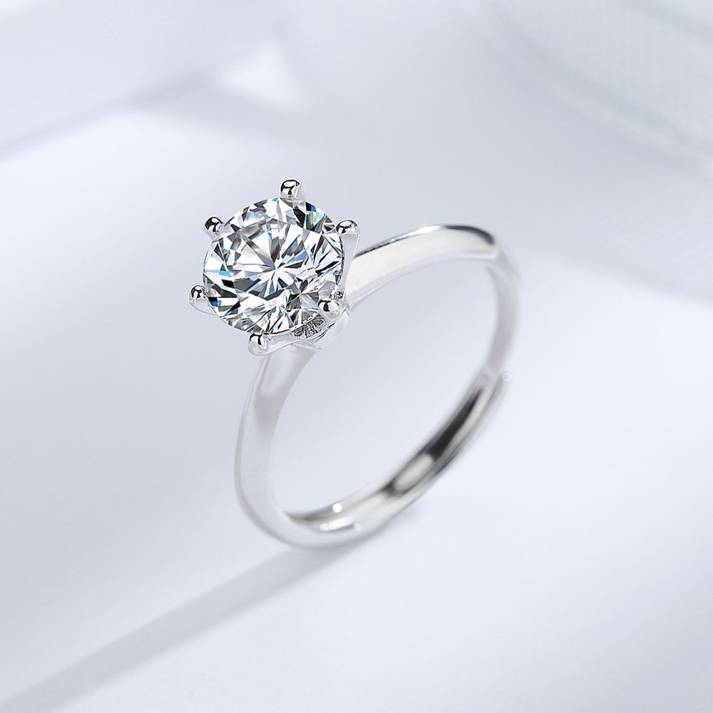 Кольцо с короной из серебра 925 пробы с шестью когтями, женское, классическое, 18-каратное, с бриллиантами, 123 карата, платиновое, обручальное, розовое золото, открытое кольцо