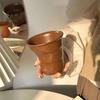 Aesthetic Desktop Decor Ceramic Irregular Pleated Water Cup, Simple Style Dopamine Solid Coffee Mug Color Mug, Decorative Teacup for Home And