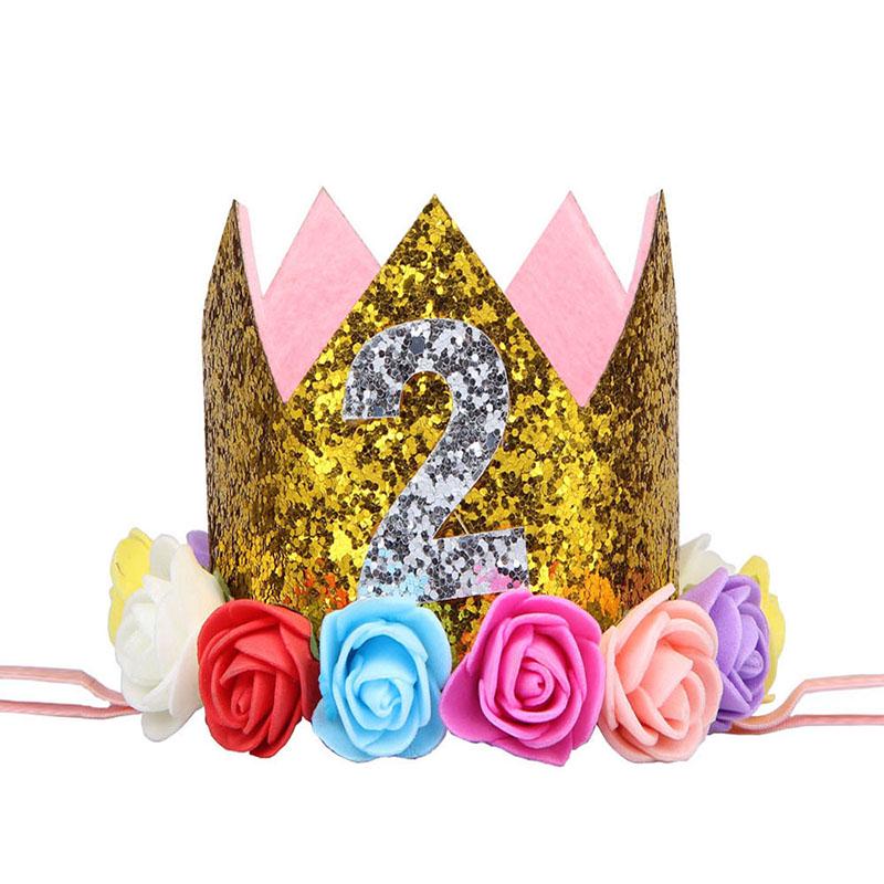 Головной убор на день рождения шляпа корона детский номер фото цветок вечеринка 1 шт день рождения ребенок корона выступление повязка на голову повязка на голову аксессуары