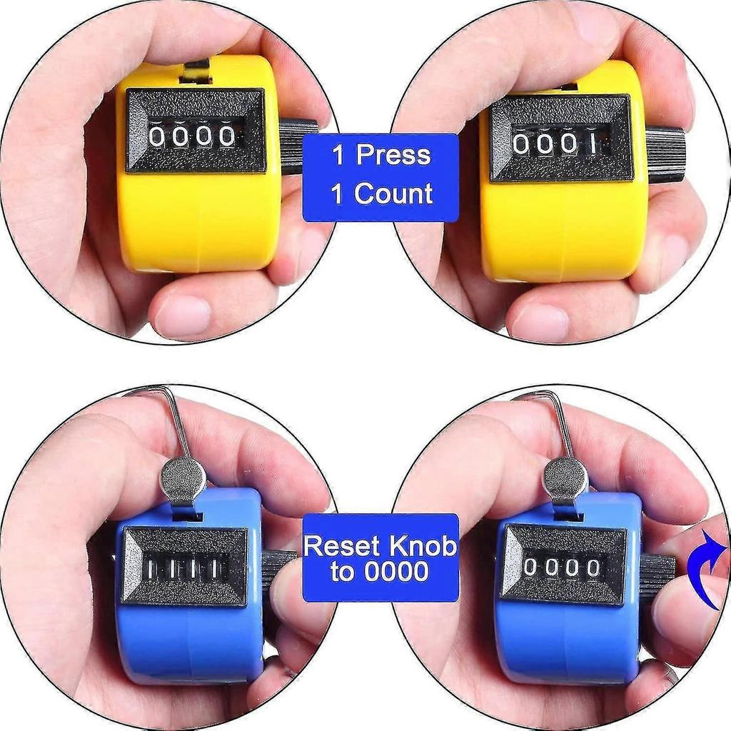 4 Pcs Handheld Tally Counter Manual Digital Clicker Mechanical Palm Pitch 4-digit Number Click Counter, Random Color