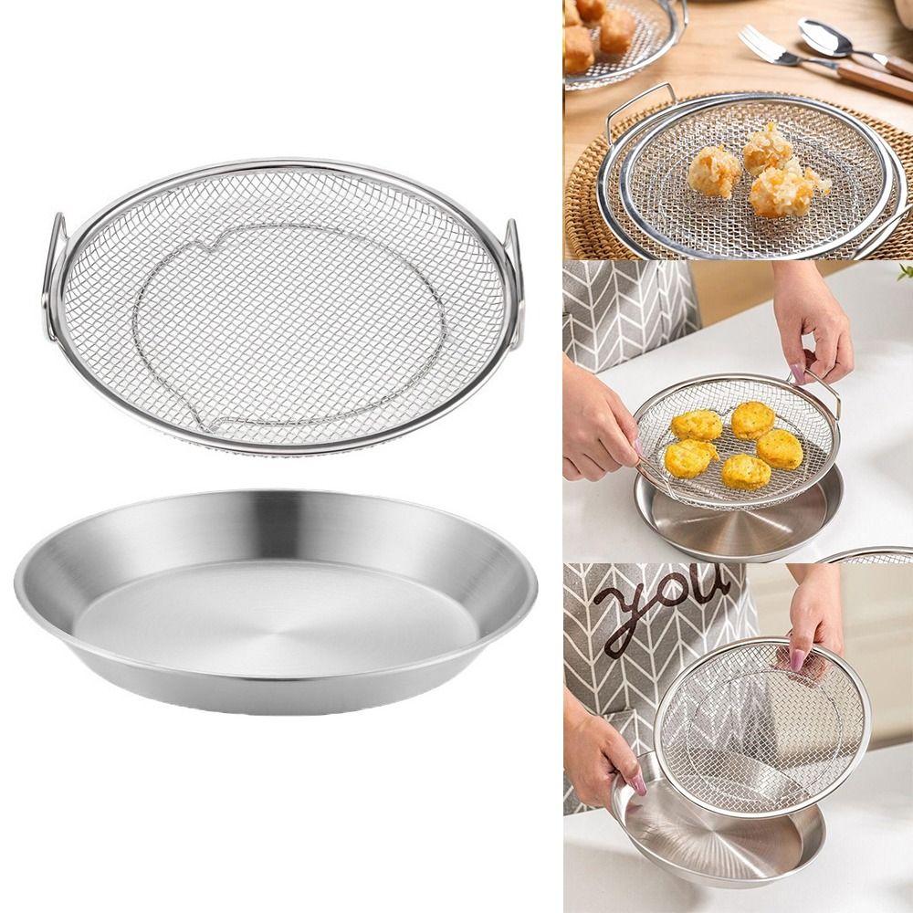 Фильтр для жарки из нержавеющей стали, сетчатый экран для слива масла, кухонный фильтр для масла, сетчатый экран с двумя ушами, кухонная корзина