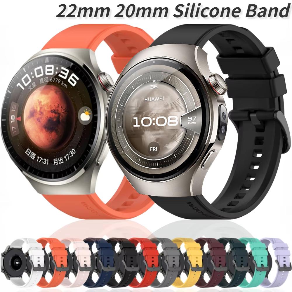 Силиконовый ремешок 22 мм 20 мм для Huawei Watch 4 Pro Браслет GT3 4 GT2 3 GT6 GT5 Pro 46 мм Ремень Correa для Samsung Watch 7/6/5/4 Band