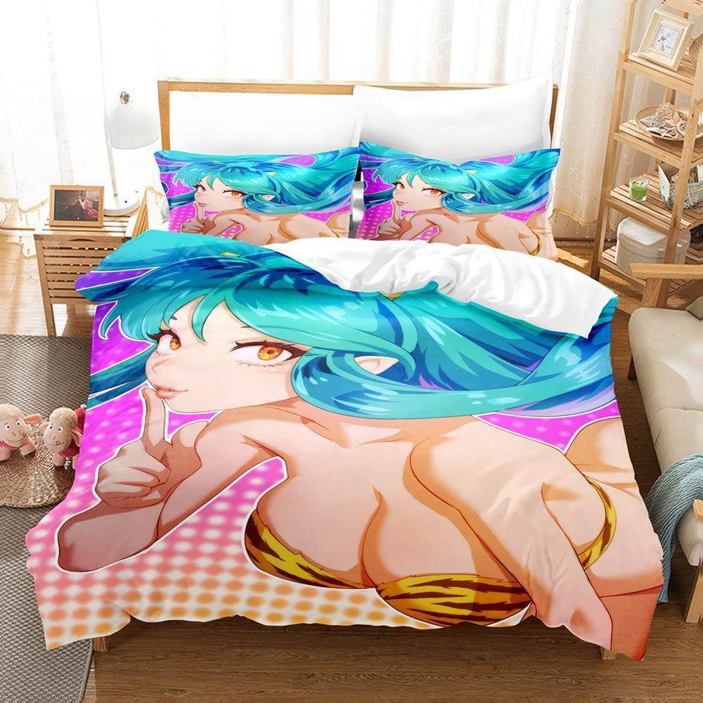 Urusei Yatsura Лам Постельный набор Односпальный Двуспальный Полный Королевский Кинг Сайз Набор для кровати Взрослый Детский Спальня Комплекты пододеяльников Аниме Набор простыней