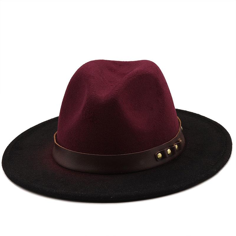 Simple Women Men Wool Vintage Trilby Felt Fedora Hat With Wide Brim Gentleman Elegant Gradient Color For Lady Winter Jazz Caps