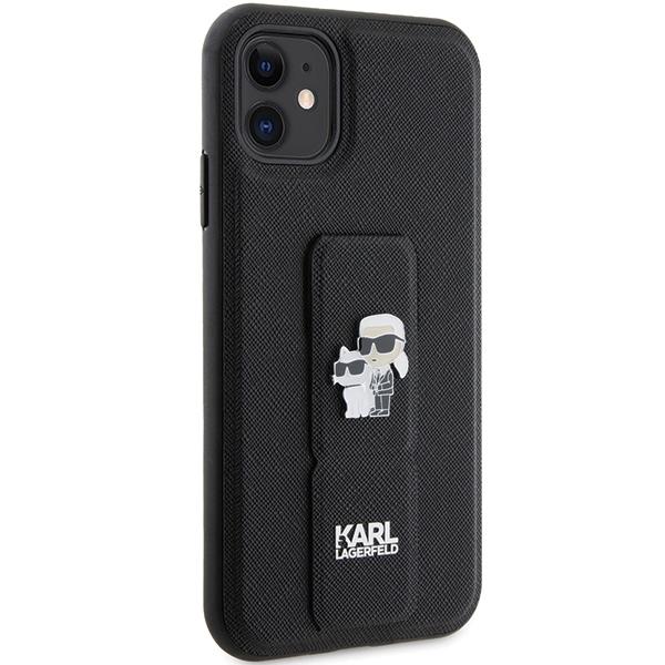 Karl Lagerfeld KLHCN61GSAKCPK iPhone 11 / Xr 6.1 czarny/black hardcase Gripstand Saffiano Karl&Choupette Pins