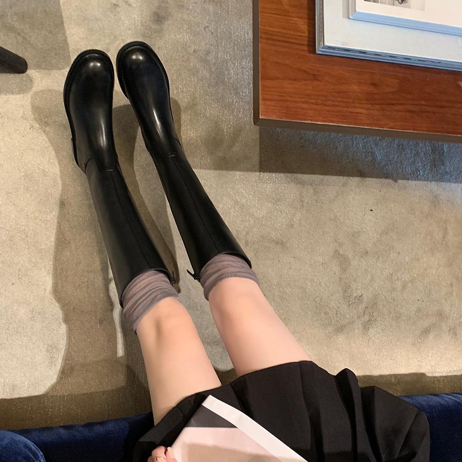 Версия из коровьей кожи~ Виноградная мать та же кожа высокие сапоги боковая молния модные рыцарские сапоги женские до колена осенне-зимние сапоги