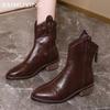 Остроносые массивные женские ботильоны, элегантные кожаные туфли на среднем каблуке 2025 года, модные зимние туфли-лодочки, классические готические туфли Botas De Mujer