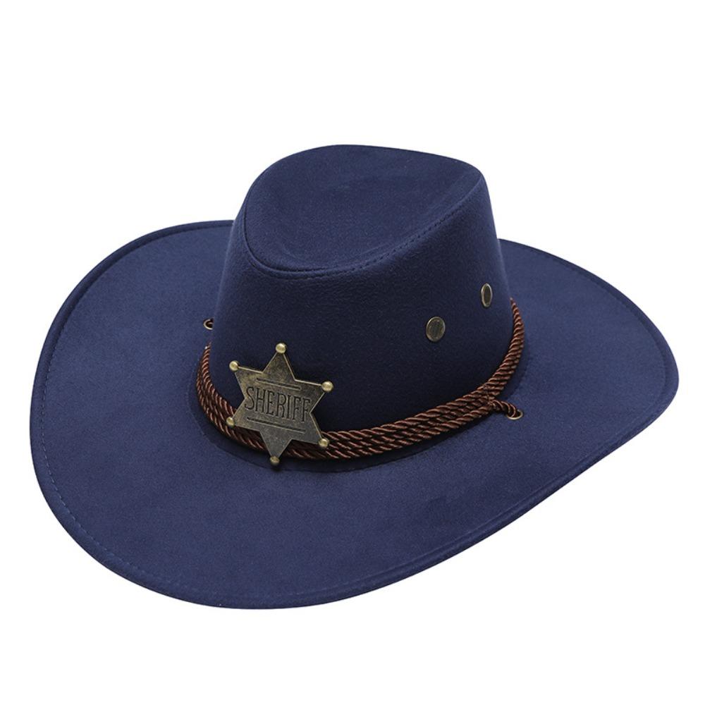 Retro Artificial Suede Beach Cowboy Hat Wide Brim Solid Color Party Cosplay Hat Sun Protection Breathable Sun Sunscreen Cap