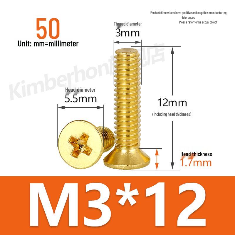 Машинные винты с потайной головкой под крестовый шлиц из меди, размеры M2–M4, длина 6/8/10/12 мм