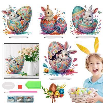5D DIY Пасхальное Яйцо Кролик Акриловый Двусторонний Специальной Формы Алмазная Живопись Настольные Украшения Алмазная Живопись Настольные Украшения