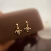 S925 Sterling Silver Small Earrings Simple Wild Earrings Refined Zircon Cross Snowflake Stud Earrings for Women