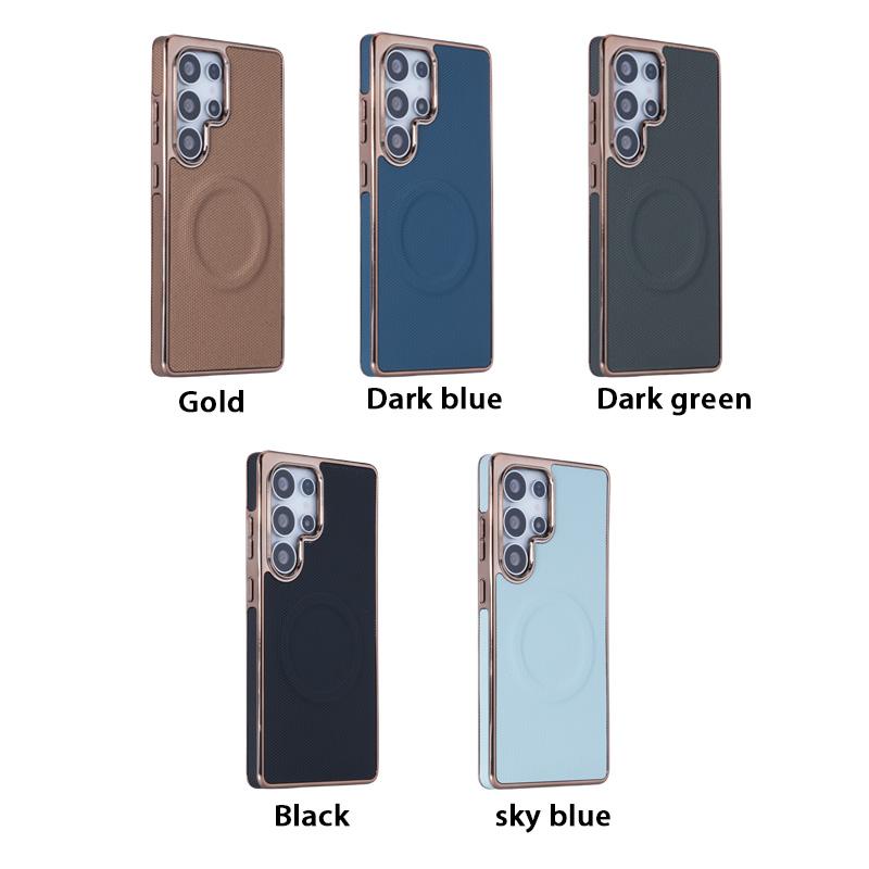 Чехол для телефона из мягкой кожи с покрытием для Samsung Galaxy S24 FE S25 Ultra S23 S22 Plus с поддержкой беспроводной зарядки и магнитным покрытием