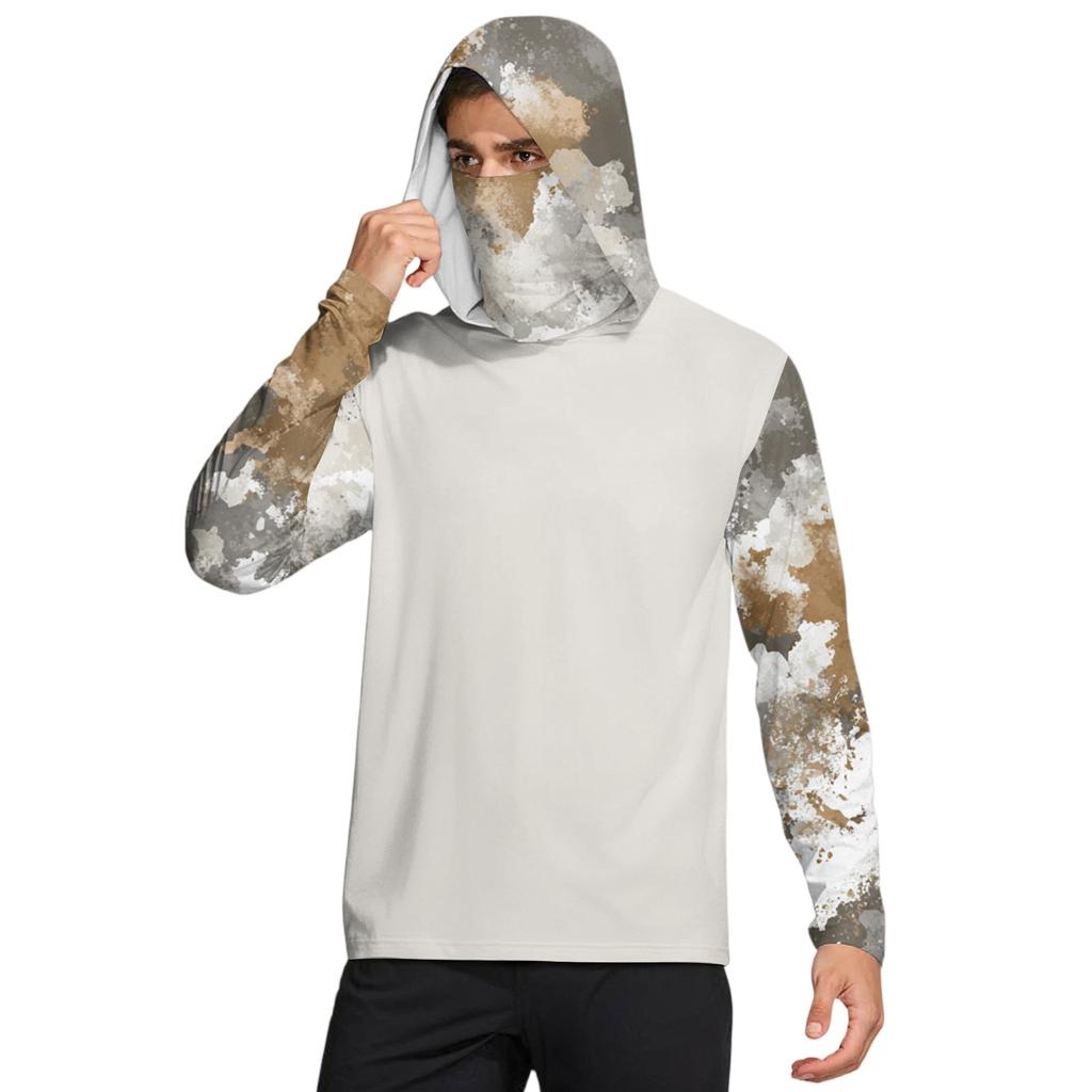 Мужская рубашка с маской Легкая с длинным рукавом Капюшон Для пеших прогулок Рыбалки Для выступлений